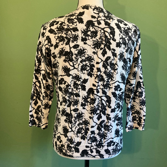 Women's Joe Fresh Cardigan Black Floral Print White Size M - Picture 4 of 6